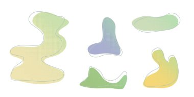 Sarı yeşil sıvı yarım ton, su şekillerini düşürür, koleksiyonu sıçratır. Boya lekesi, leke, yağmur birikintisi, yağ damlaları düzensiz soyut grafik tasarım elementleri Şeffaf arkaplan temsili