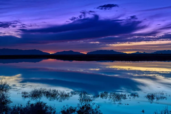 Crepúsculo Lago Holloman Nos Arredores Parque Nacional White Sands — Fotografia de Stock