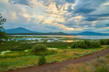 Oregon 'daki Eagle Ridge County Park' tan Klamath Gölü manzarası.