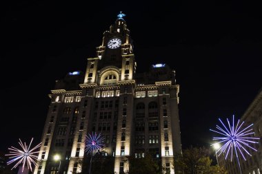 Elektrikli karahindiba heykelleri Liverpool 'daki Işık Nehri Festivali sırasında resmedildi. Abram Santa Cruz ve Sıvı PXL tarafından oluşturulan bunlar Ekim 2022 'de Royal Liver Binası önünde görüldü..