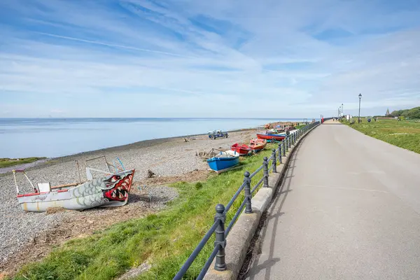 stock image A multi image panorama of the promenade and shoreline at Lytham, Lancashire pictured on 5 May 2024.