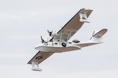 PBY-5A Catalina uçan teknesi 13 Temmuz 2024 tarihinde İngiltere 'nin Merseyside kentindeki Southport hava gösterisinde görüldü..