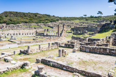 MÖ 408 'de kurulduğu zaman en güçlü Rodos şehirlerinden biri olan Antik Kameiros' un kalıntılarına bakarak, 13 Nisan 2025 'te Yunanistan' ın Rodos kentinde görüldü..