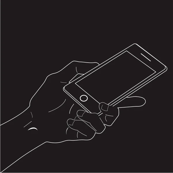Schwarz Weiß Bild Eine Hand Hält Ein Telefon — Stockvektor