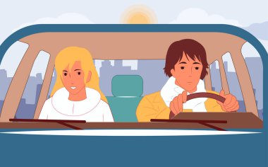 Bir kız ve bir adam arabayla geliyorlar.