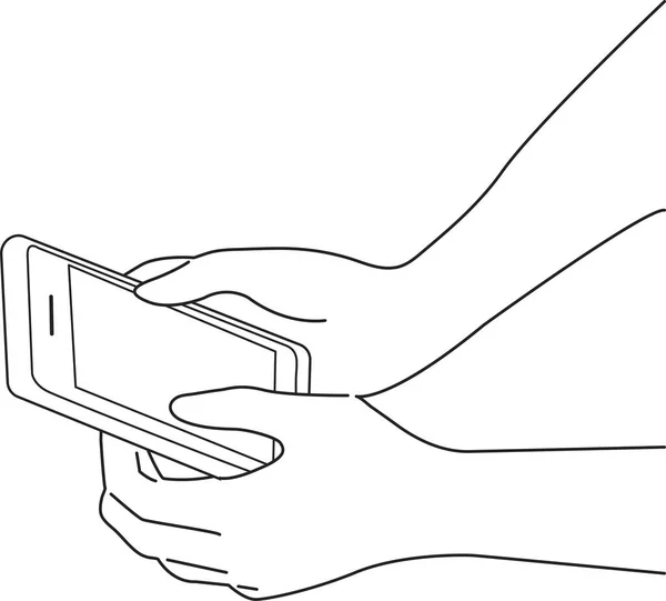 Noir Blanc Utiliser Smartphone Pour Communiquer — Image vectorielle