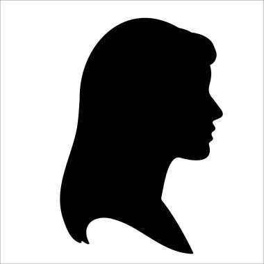 Zarif Kadın Yüzü Silueti, Siyah Beyaz, Minimum