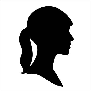 Zarif Kadın Yüzü Silueti, Siyah Beyaz, Minimum