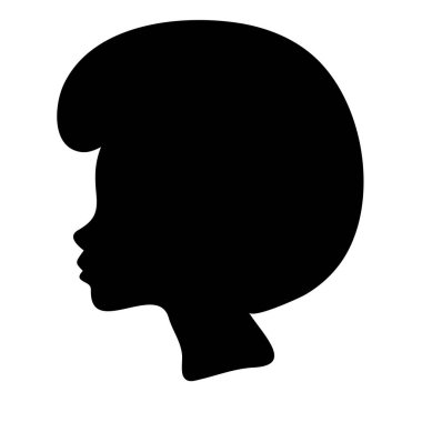 Zarif Afrikalı Kadın Yüz Silueti, Siyah Beyaz, Asgari