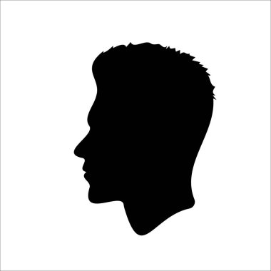 Zarif Beyaz Erkek Yüz Silueti, Siyah Beyaz, Minimum