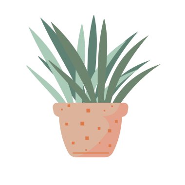 Düz Stili Beyaz Üzerine Saksıda Çiçek