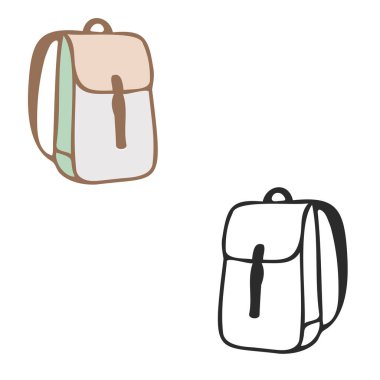 Sırt çantaları seyahat okulu rengini ve ana hat vektörünü ayarlar