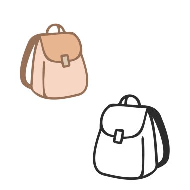 Sırt çantaları seyahat okulu rengini ve ana hat vektörünü ayarlar