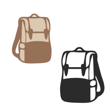 Sırt çantaları seyahat okulu rengini ve ana hat vektörünü ayarlar