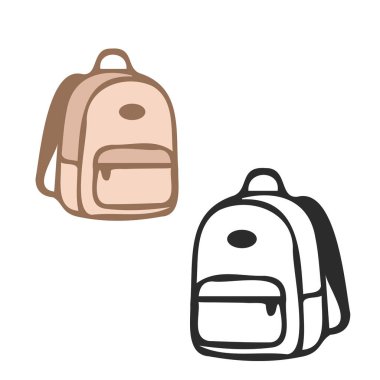 Sırt çantaları seyahat okulu rengini ve ana hat vektörünü ayarlar