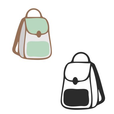 Sırt çantaları seyahat okulu rengini ve ana hat vektörünü ayarlar