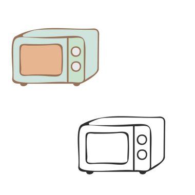 Mikrodalga fırın beyaz arkaplan FlatOutline biçimi