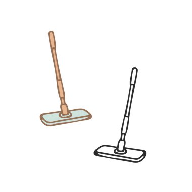 Renkli ve siyah beyaz çizgili düz vektör seti, biri renkli diğeri tek renkli, beyaz arkaplanda.