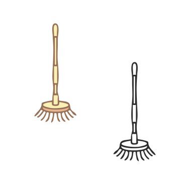 Renkli ve siyah beyaz çizgili düz vektör seti. Beyaz arkaplanda iki fırça ya da fırça var.