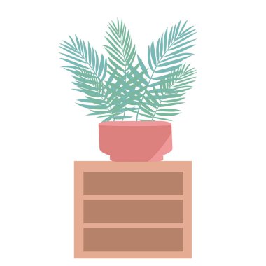 Modern iç mekanlarda mobilyalar ve doğal malzemelerle döşenmiş ev bitkileri.