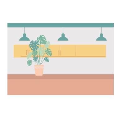 Modern iç mekanlarda mobilyalar ve doğal malzemelerle döşenmiş ev bitkileri.