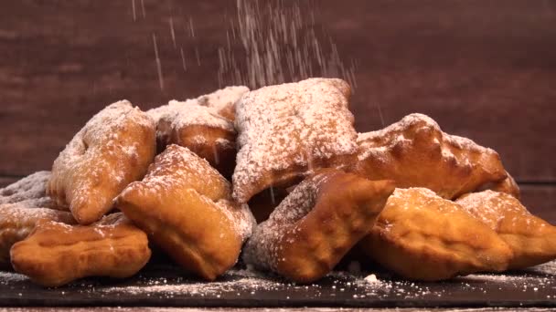 Traditional Wonders South Western France Sprinkled Icing Sugar Flavoured Rum — Stock Video