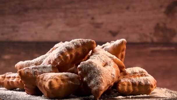 Merveilles Traditionnels France Sud Ouest Parsemés Sucre Glacé Aromatisés Rhum — Video