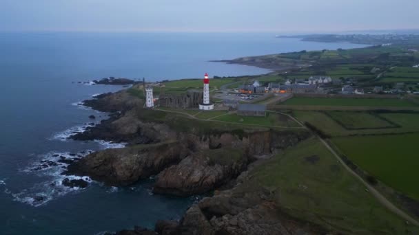 Sinyal Istasyonu Deniz Feneri Manastır Kalıntıları Finistere Brittany Fransa Yüksek — Stok video