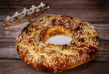 Epiphany cake veya galette des rois Fransızca, yüksek kaliteli fotoğraf