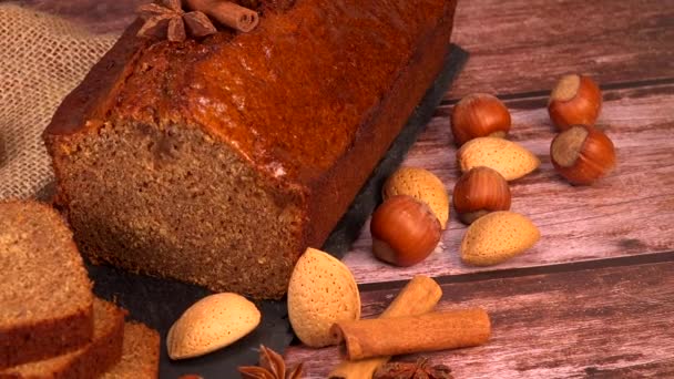 Traditional Spice Gingerbread Cake Honey Ginger Cinnamon Nutmeg High Quality — Video Stock