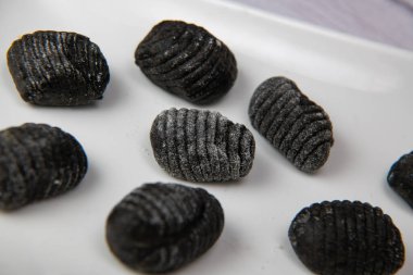 Çok renkli gnocci patates, Peru İtalyan yemeği, ev yapımı, yüksek kaliteli fotoğraf.