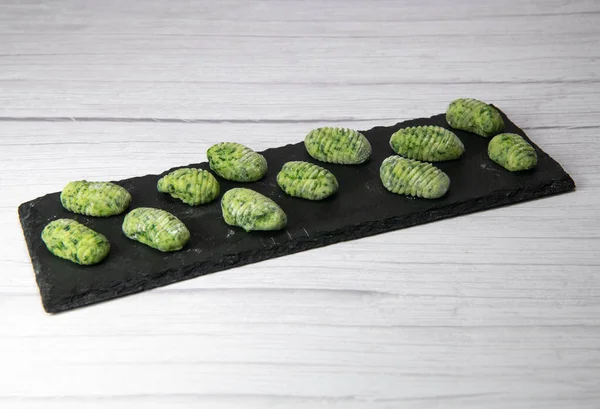 Pile Green Spinach Gnocchi Potato Peru Italian Food Homemade High — Stock Photo, Image