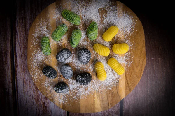 Multicoloured Gnocci Potato Peru Italian Food Homemade High Quality Photo — Stock Photo, Image