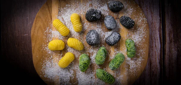Multicoloured Gnocci Potato Peru Italian Food Homemade High Quality Photo — Stock Photo, Image