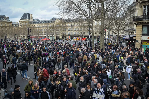 Франція Париж 2023 Демонстрація Страйк Дев Ятий День Мобілізації Проти — стокове фото