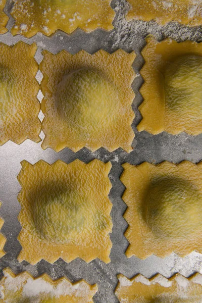 Recipe Homemade Italian Ravioli Pasta Spinach Ricotta Filling Фотографія Високої — стокове фото