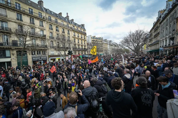 Γαλλία Παρίσι 2023 Διαδήλωση Απεργία Ένατη Ημέρα Κινητοποίησης Κατά Της — Φωτογραφία Αρχείου