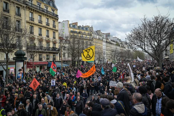 France Paris 2023 Демонстрация Забастовка Девятый День Мобилизации Против Пенсионной — стоковое фото