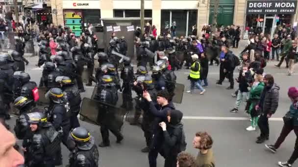Francie Paříž 2023 Demonstrace Stávka Devátý Den Mobilizace Proti Důchodové — Stock video