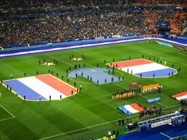Saint DENIS, FRANCE, STADE DE FRANCE 23 Mart 2023, Football EURO 2024 France vs Pays-Bas in the interior of the stadium de France, Yüksek kalite fotoğraf