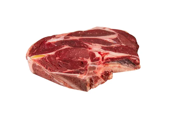 Rauwe Cowboy Biefstuk Met Kruiden Witte Achtergrond Rib Eye Bone — Stockfoto