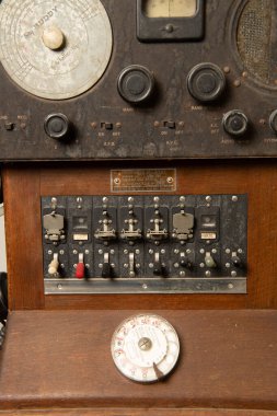 1950 'lerden kalma tarihi ahşap telefon santrali. Yüksek kalite fotoğraf