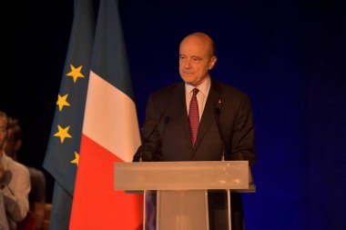 BORDEAUX, FRANCE - NOVEMBER 22, 2014 : Political meeting of the former President of the Republic, Nicolas Sarkozy in Bordeaux with Alain Juppe Mayor of the City. High quality photo