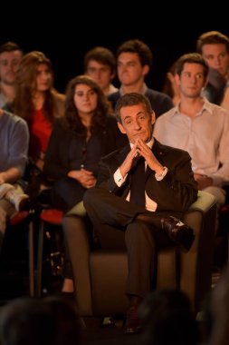 BORDEAUX, FRANCE - NOVEMBER 22, 2014 : Political meeting of the former President of the Republic, Nicolas Sarkozy in Bordeaux with Alain Juppe Mayor of the City. High quality photo