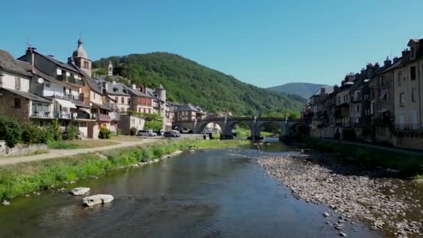 França Aveyron Vista Aérea Saint Geniez Dolt Aldeia Medieval Nas — Vídeo de Stock