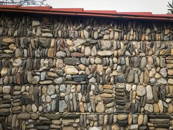 Rotsen Stenen Muur Textuur Het Strand Met Oude Stenen Muur — Stockfoto