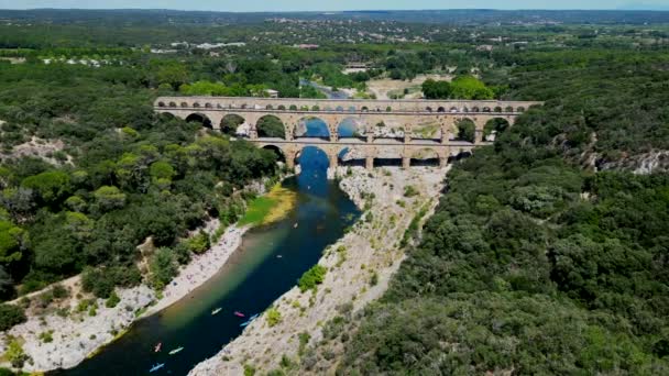 Aqueduto Três Camadas Pont Gard Foi Construído Época Romana Rio — Vídeo de Stock