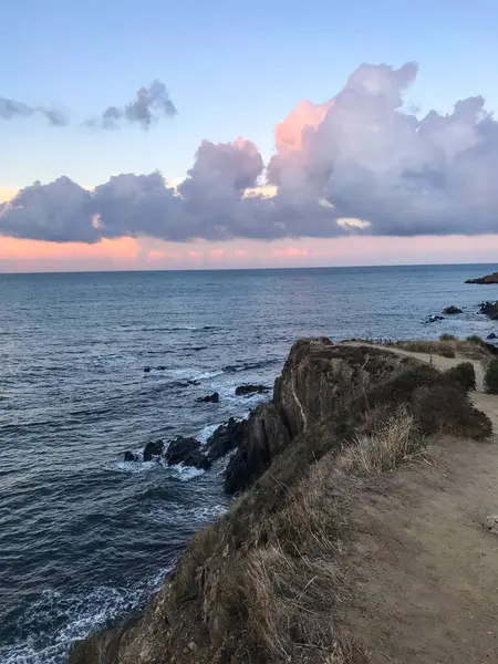 Sonnenuntergang Über Dem Mittelmeer Collioure Okzitanien Frankreich Hochwertiges Foto — Stockfoto