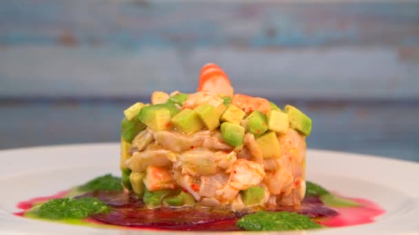 Recette Pour Ceviche Breather Shrimp Avocado Lime Parsley Sauce Huile — Video