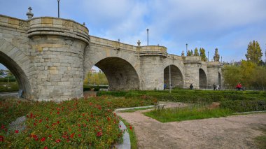 Toledo Köprüsü, 18. yüzyıl, Madrid Rio Park, Madrid, İspanya. Yüksek kalite fotoğraf